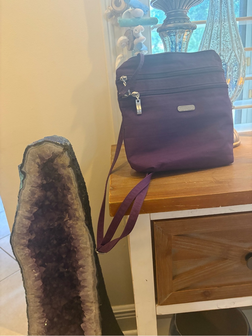 Baggallini Purple Crossbody Bag with Multiple Zips